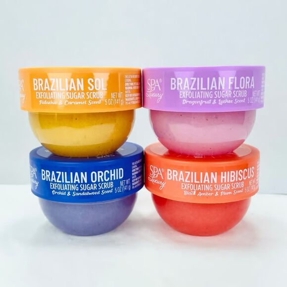Spa Luxury Other - 4 Pk Spa Luxury Brazilian Exfoliating Sugar Body Scrub Flora Orchid Hibiscus